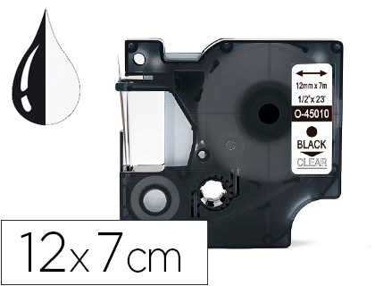 Cinta Q-Connect compatible Dymo D1 transparente 12mm. x 7m.